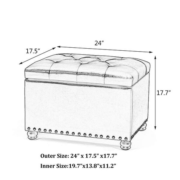 24" Rectangle Lift Top Storage Ottoman Bench, Velvet Tufted Foot Rest